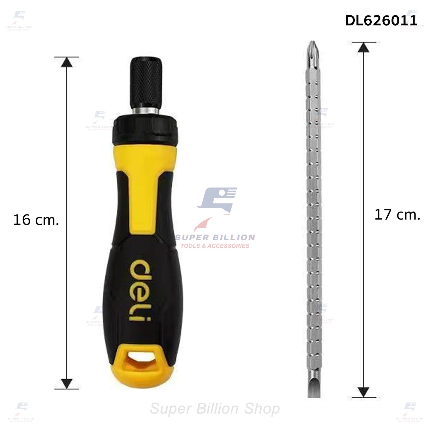 Deli ไขควง ไขควงสลับ ไขควงวงล้อหัวสลับ ชุดไขควง เหล็ก CR-V คุณภาพสูง อย่างดี แข็งแรง DL626011