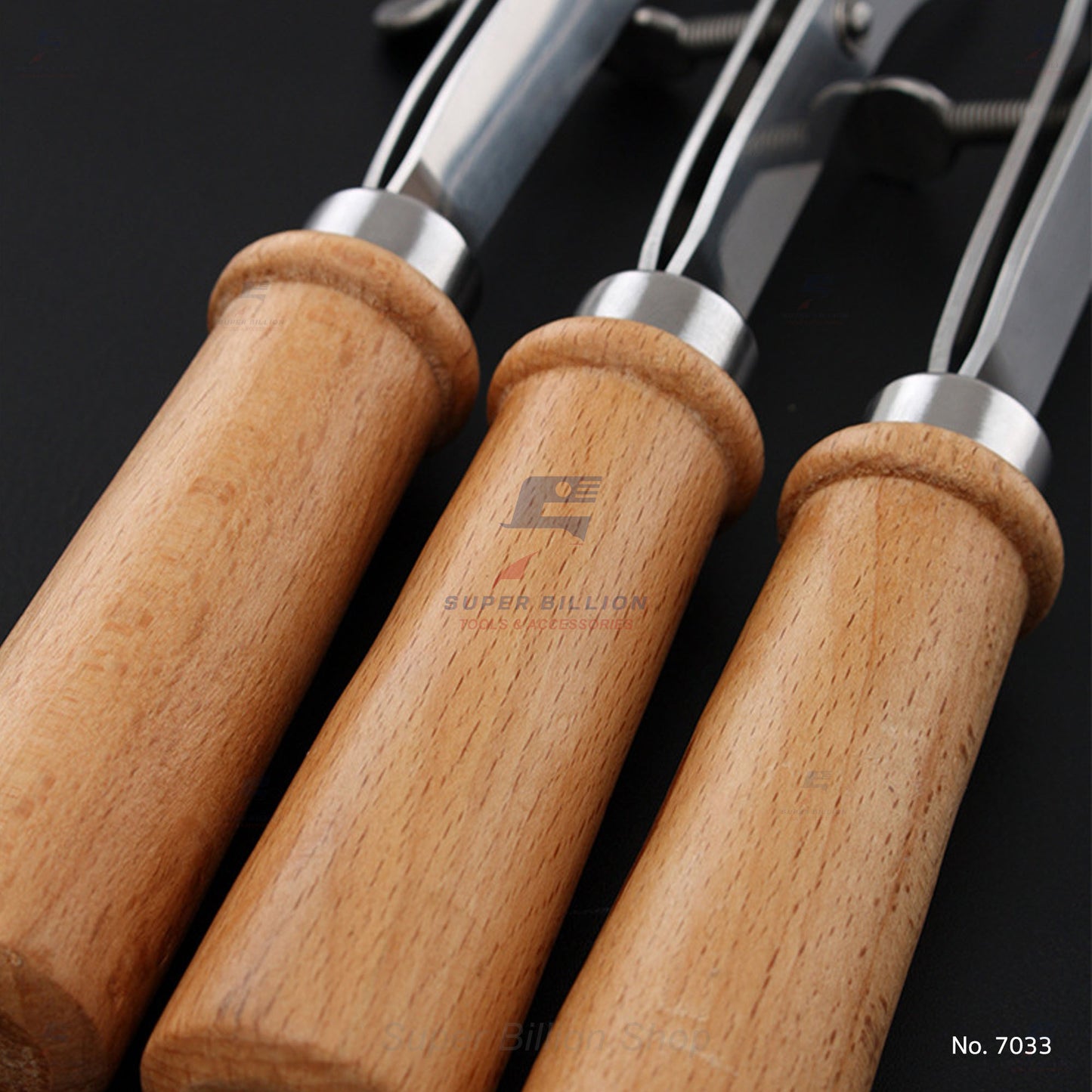 เครื่องกดเส้นขอบหนัง สแตนเลส ปรับระยะได้ 1–18 มม. Edge Creaser ด้ามไม้ สำหรับงานเครื่องหนัง No.7033