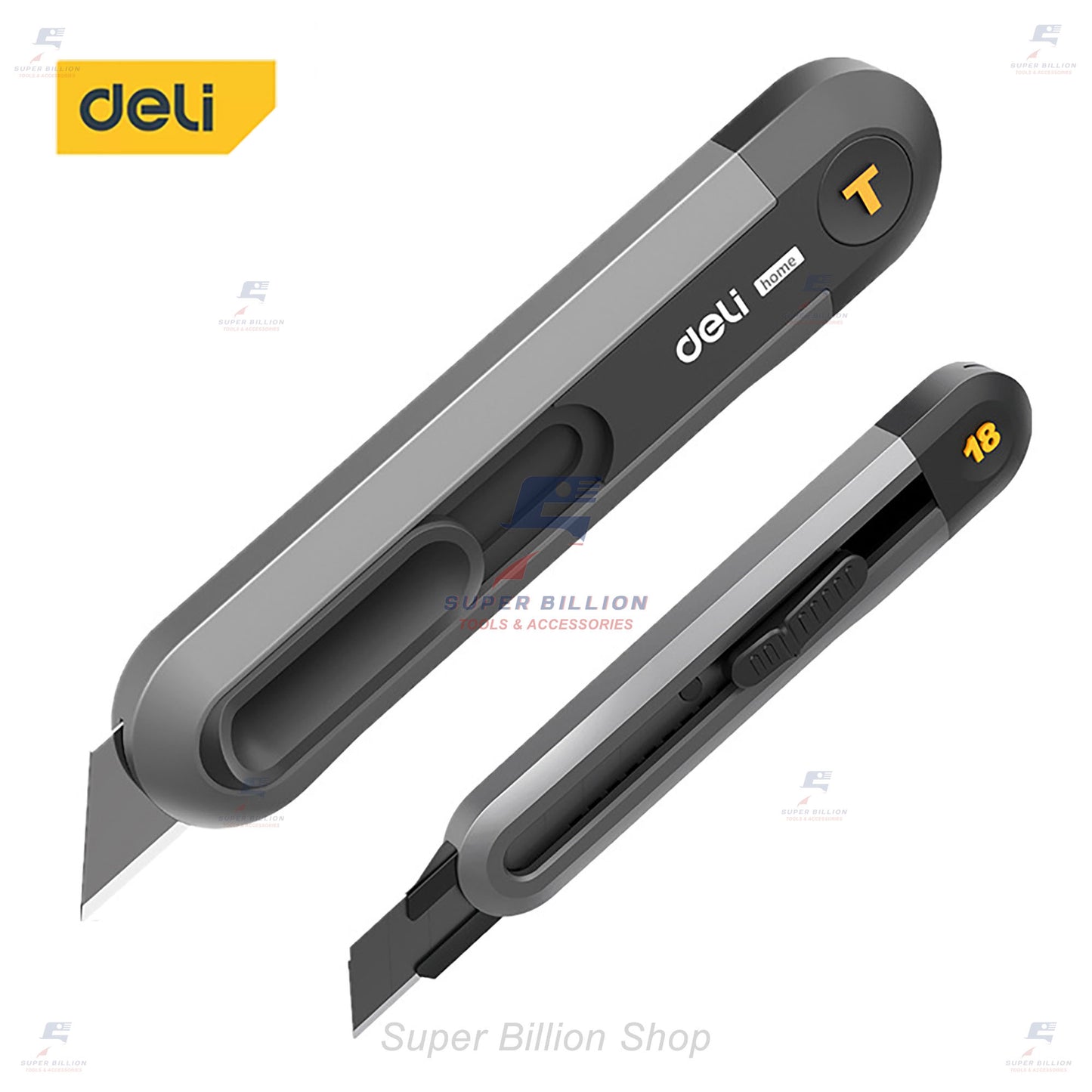 Deli คัตเตอร์ มีดคัตเตอร์ ดีไซน์สวย ทันสมัย มี 3 ขนาด 9mm / 18mm / 19mm มีดคมกริบ น้ำหนักเบา