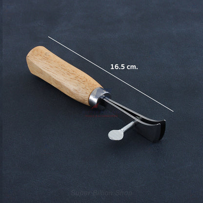 Adjustable Leather Edge Groover – Wooden Handle, High-Quality Steel Tool for Leathercraft and Handmade