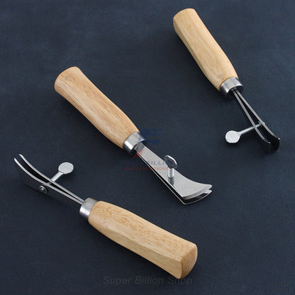 Adjustable Leather Edge Groover – Wooden Handle, High-Quality Steel Tool for Leathercraft and Handmade