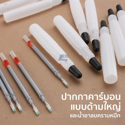ปากกาคาร์บอนรีฟิล ด้ามใหญ่ (3 ด้าม/แพ็ค) | และน้ำยาลบคราบหมึก (1 แท่ง/แพ็ค) สำหรับงานหนัง