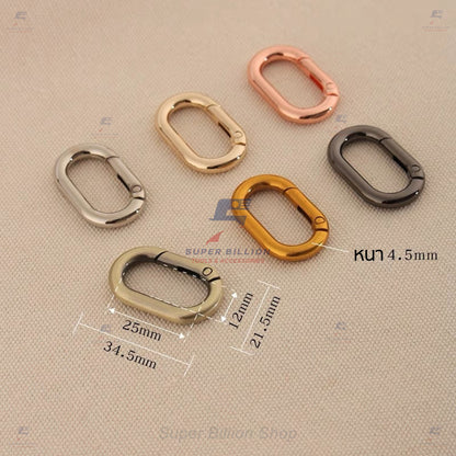 ตะขอสปริงวงรี (แพ็ค 2 ชิ้น/สี) วัสดุ Zinc Alloy ทนสนิม สำหรับงานเครื่องหนัง กระเป๋า อะไหล่ตกแต่งแฟชั่น งาน DIY No.6990