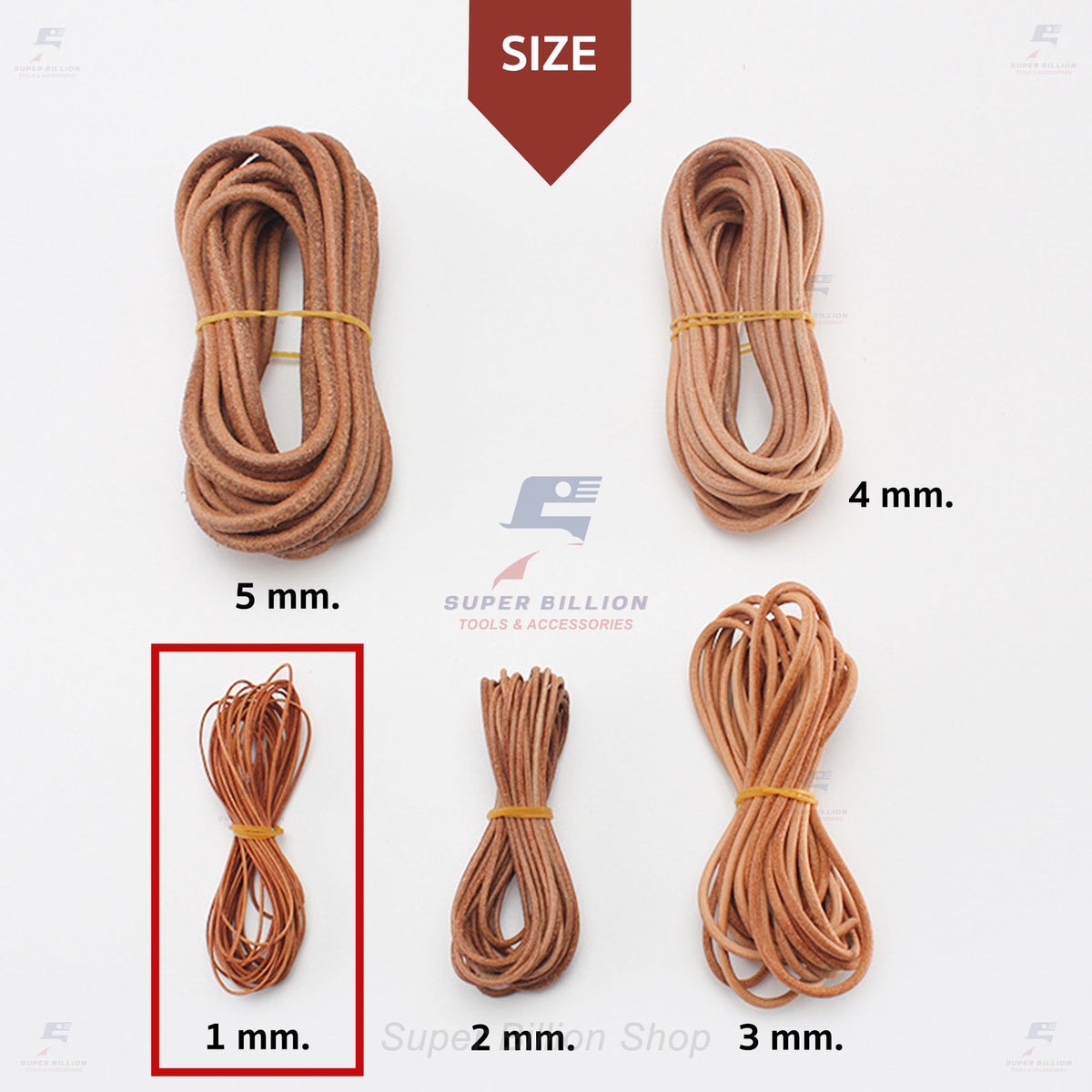 เชือกหนังวัวแท้ทรงกลม 1-5 มม. สีธรรมชาติ เชือกหนังกลม สำหรับงานเครื่องหนัง DIY งานผูก พัน ตกแต่ง
