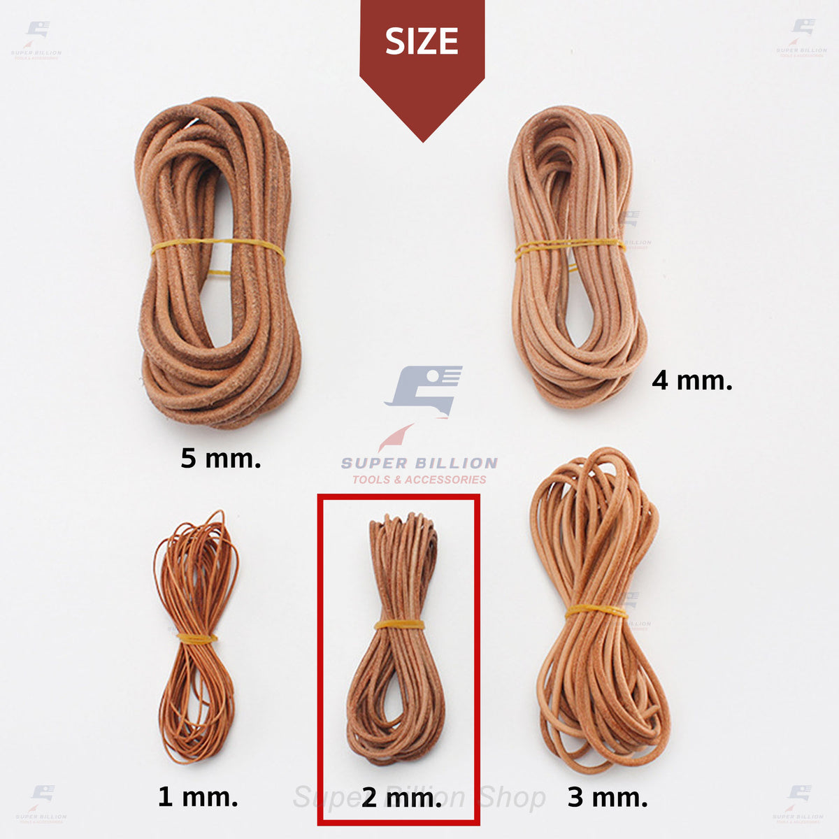 เชือกหนังวัวแท้ทรงกลม 1-5 มม. สีธรรมชาติ เชือกหนังกลม สำหรับงานเครื่องหนัง DIY งานผูก พัน ตกแต่ง