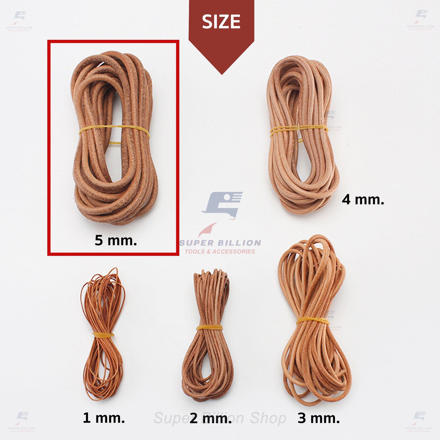 เชือกหนังวัวแท้ทรงกลม 1-5 มม. สีธรรมชาติ เชือกหนังกลม สำหรับงานเครื่องหนัง DIY งานผูก พัน ตกแต่ง