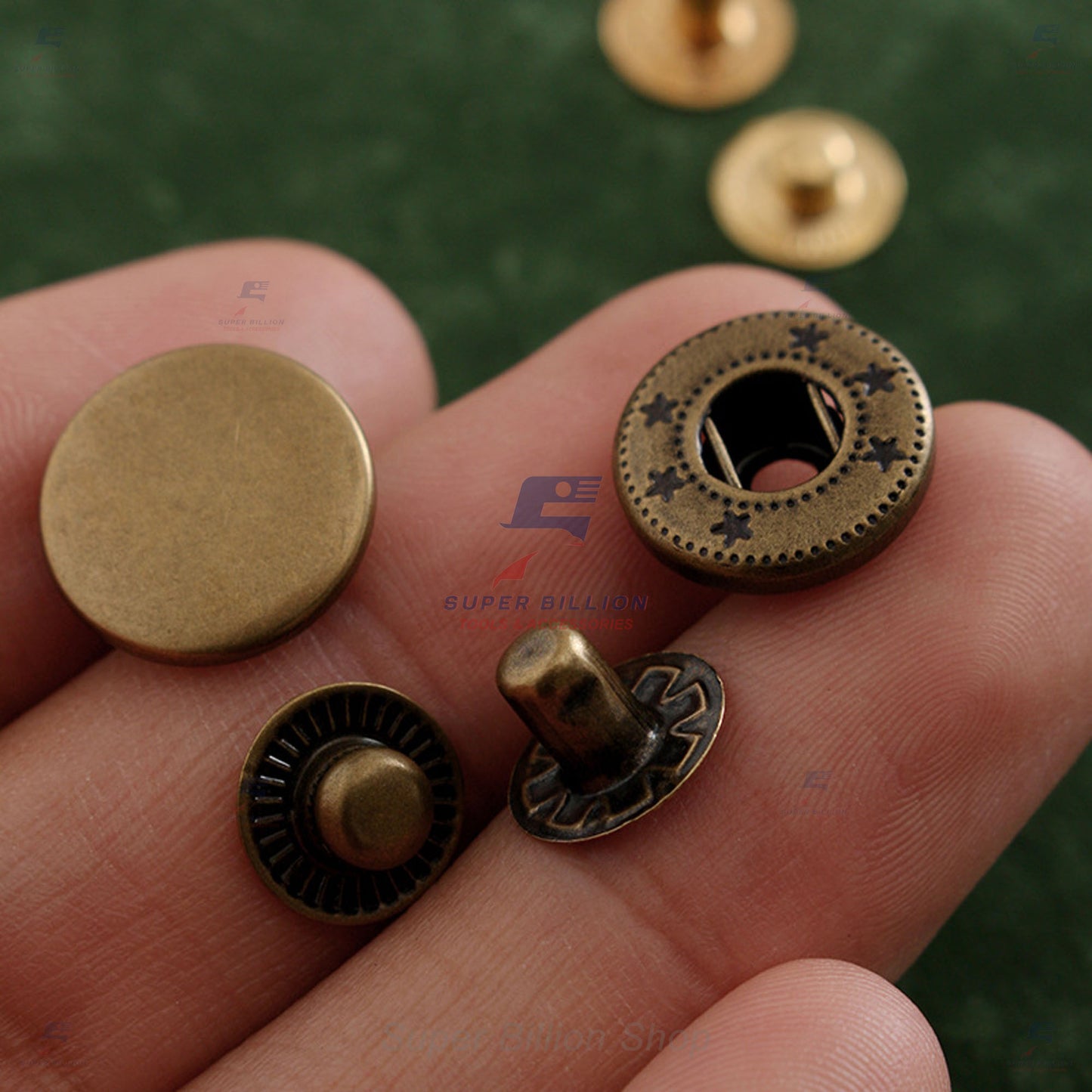 กระดุมแป๊กโลหะ เนื้อวัสดุทองแดง ชุบสี VT5 (12mm.) / VT10 (15mm.) - แบ่งขาย 10/20/100 ชุด