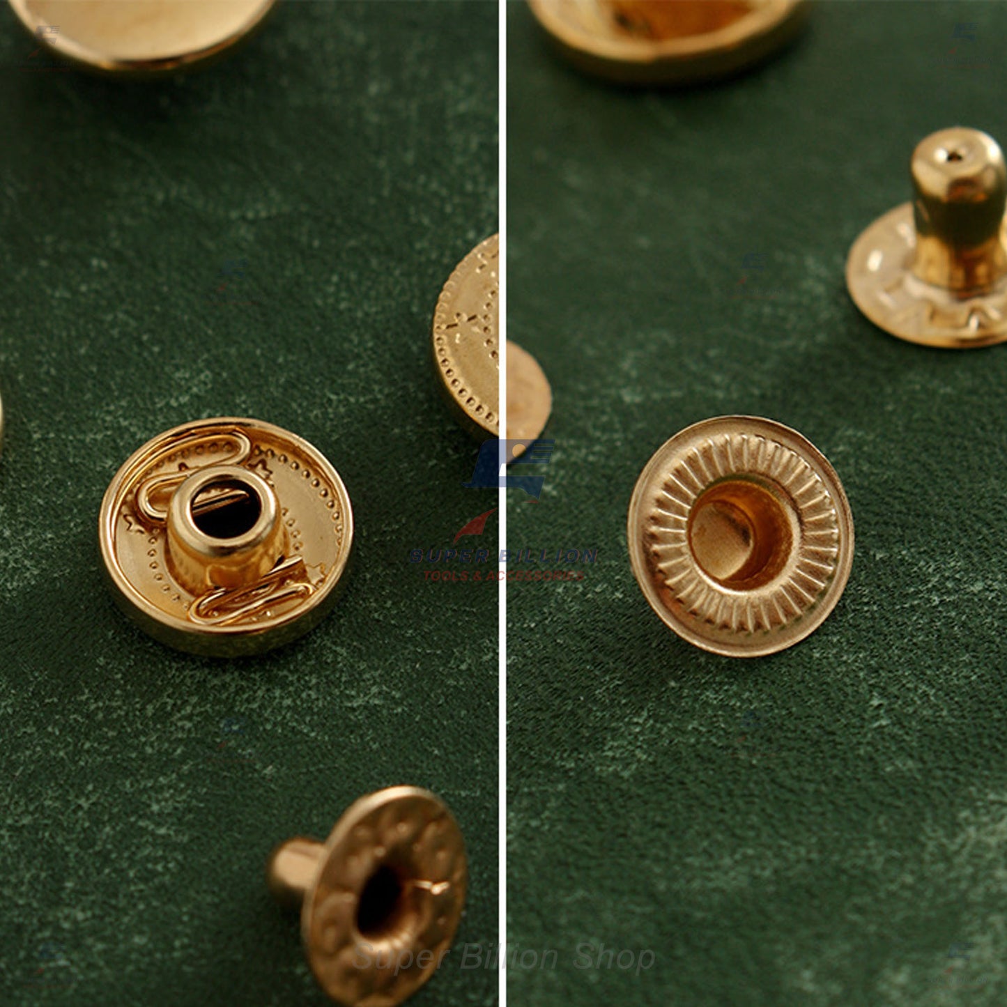 กระดุมแป๊กโลหะ เนื้อวัสดุทองแดง ชุบสี VT5 (12mm.) / VT10 (15mm.) - แบ่งขาย 10/20/100 ชุด