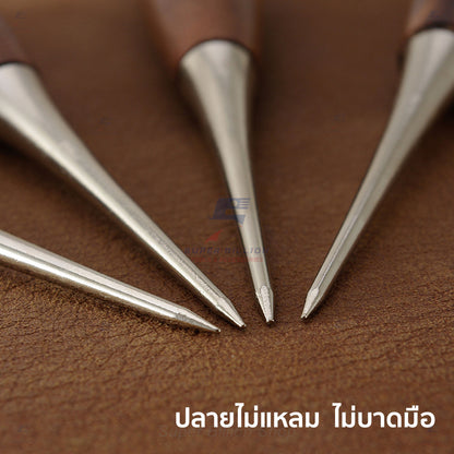 เหล็กแหลมงานหนัง ด้ามไม้วอลนัท | เจาะนำร่อง ขยายรู งานทำเข็มขัด กระเป๋าหนัง งานแฮนด์เมดต่างๆ