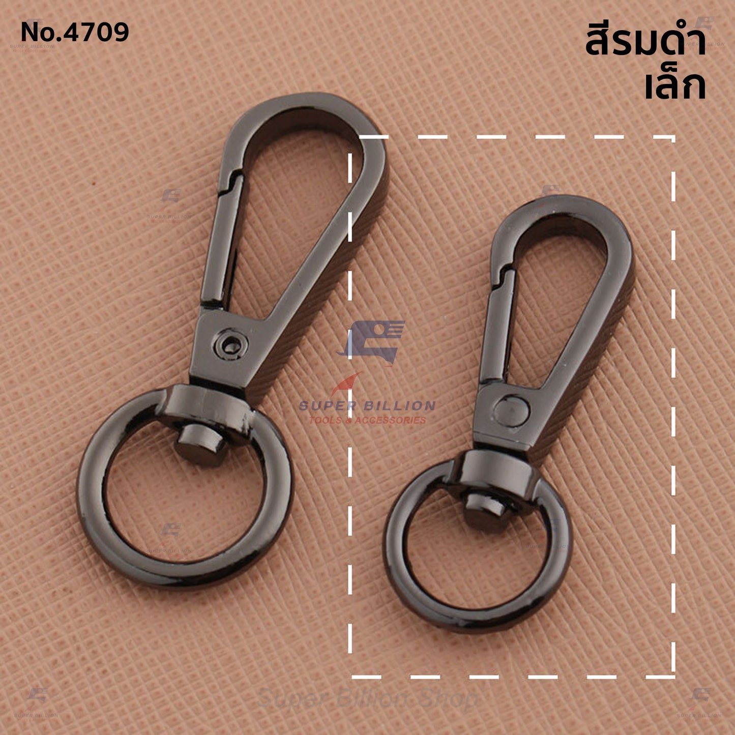 ตะขอคอหมา ก้นกลม หมุนได้ (แพ็คละ 2 ชิ้น/สี) วัสดุ Zinc Alloy ไม่เป็นสนิม มี 2 ขนาดให้เลือก No.4709