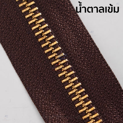 YKK ซิป No.5 แบบตัดขาย ตัดขายยาว 30 cm. ฟันโลหะสีทองเหลือง ฟันซิปแน่น รูดลื่น